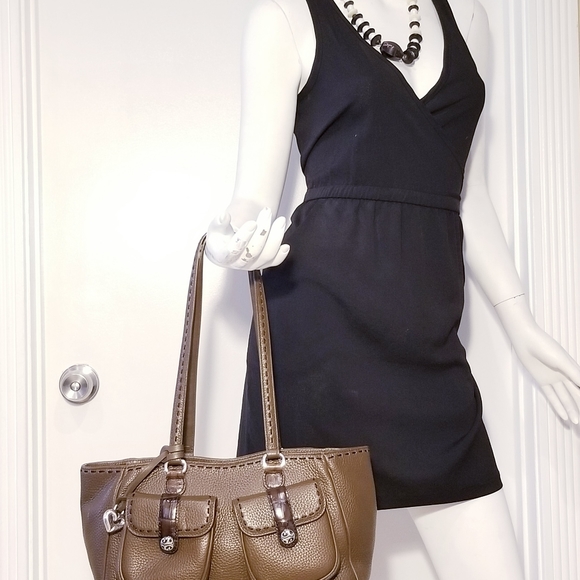 BRIGHTON PEBBLED LEATHER SADDLE BROWN SHOULDER HAND BAG PURSE EUC - Picture 5 of 12